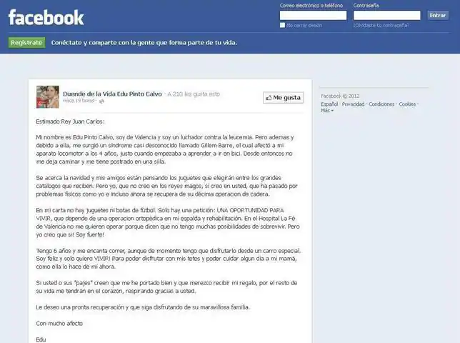 Un niño enfermo escribe una carta al Rey para pedirle «una ...