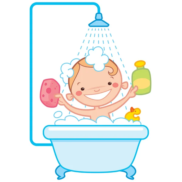 niño feliz de dibujos animados bebé bañera — Vector stock ...