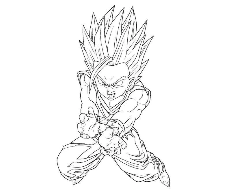 Niño Gohan Kamehameha para colorear, imprimir e dibujar – Dibujos -Colorear.Com