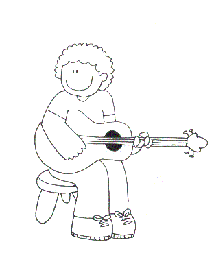 Niños tocando la guitarra para colorear - Imagui