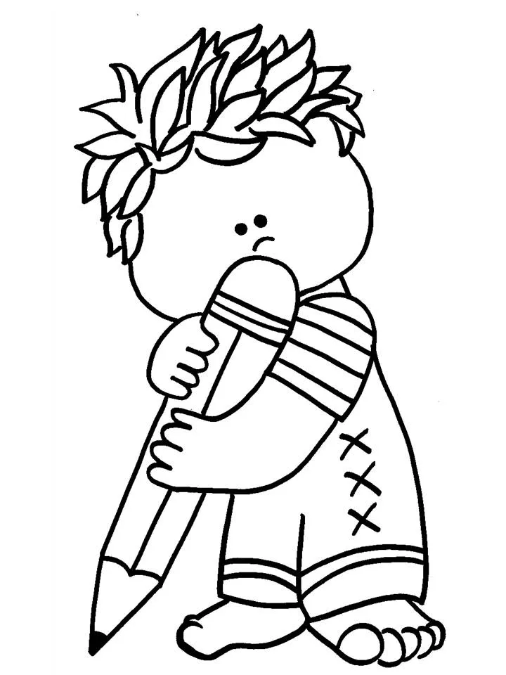 Niño con lapiz para colorear - Dibujos Escolares ~ Dibujos para ...