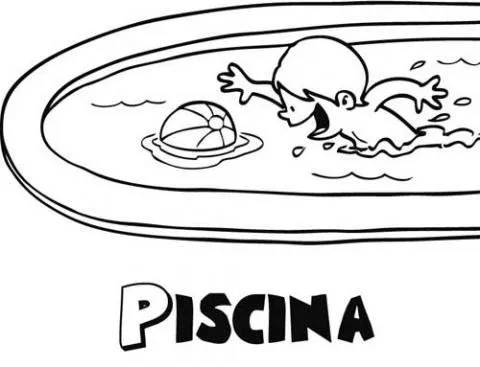 de un niño nadando en la piscina para imprimir y pintar