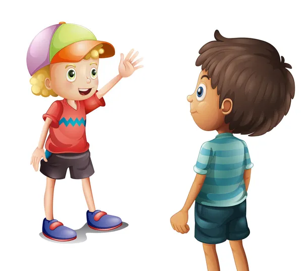 un niño saludando a su amigo — Vector stock © interactimages #26962947