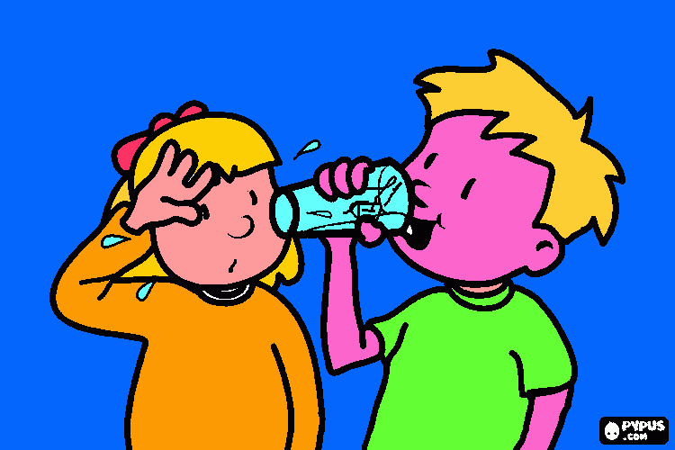 NIÑO TOMANDO AGUA PARA COLOREAR - Imagui