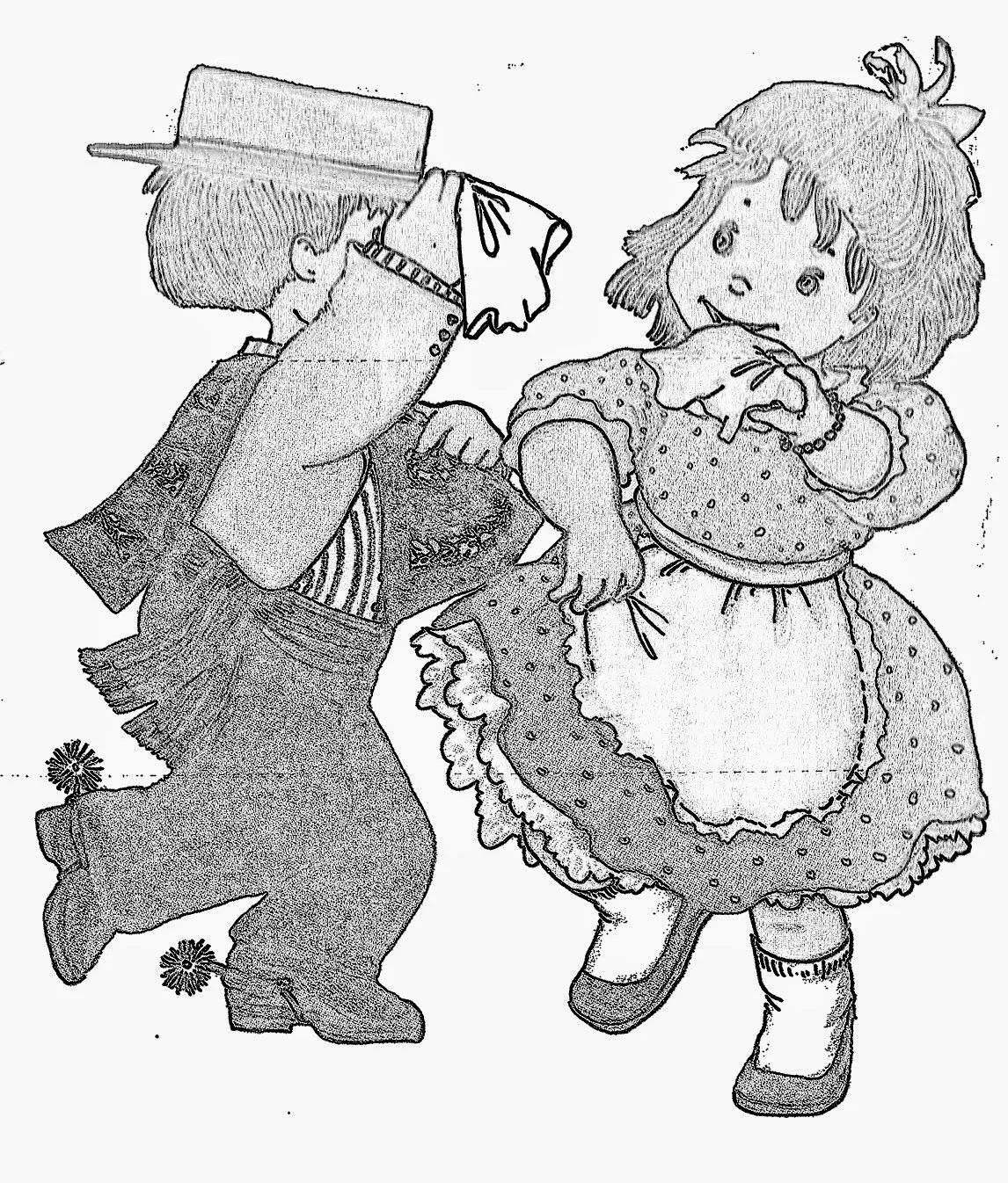 Niños bailando cueca para colorear - Imagui