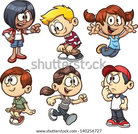 Niños De Dibujos Animados. Ilustración Vectorial De Imágenes ...