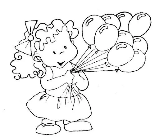 Niños con globos para colorear - Imagui