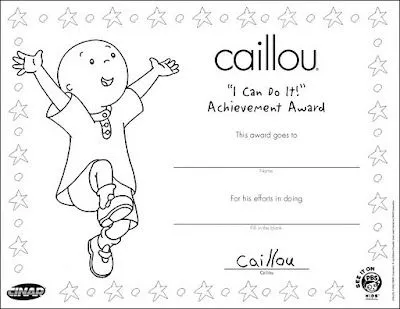 PARA NIÑOS E INFANTIL: DIPLOMA DE CAILLOU PARA IMPRIMIR GRATIS