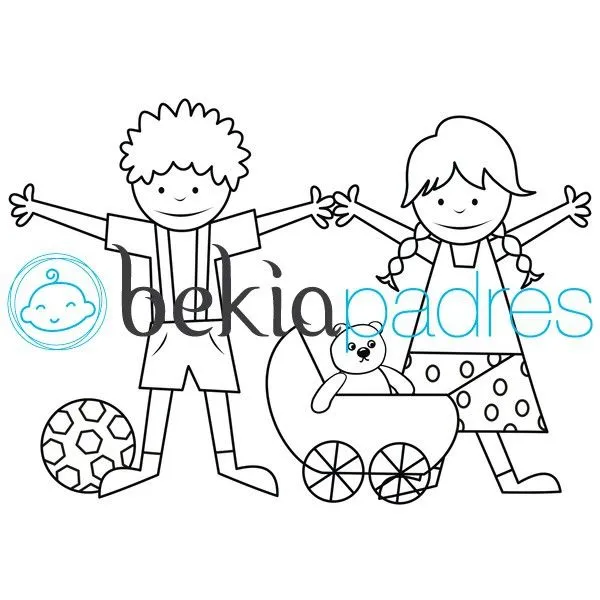 Niños y juguetes: dibujo para colorear