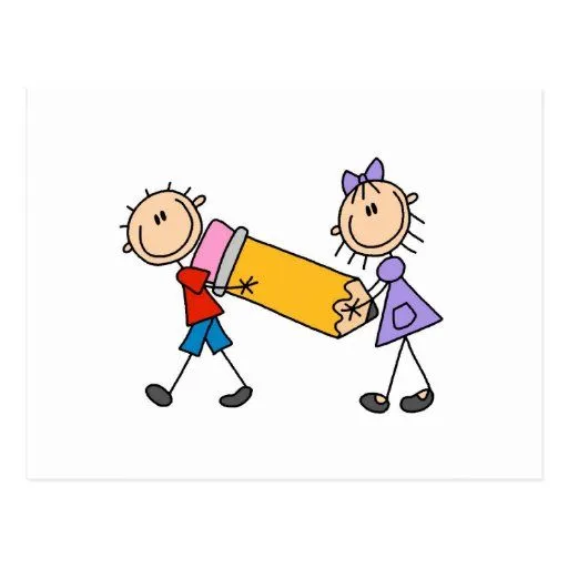 Niños del palillo con el lápiz tarjeta postal | Zazzle