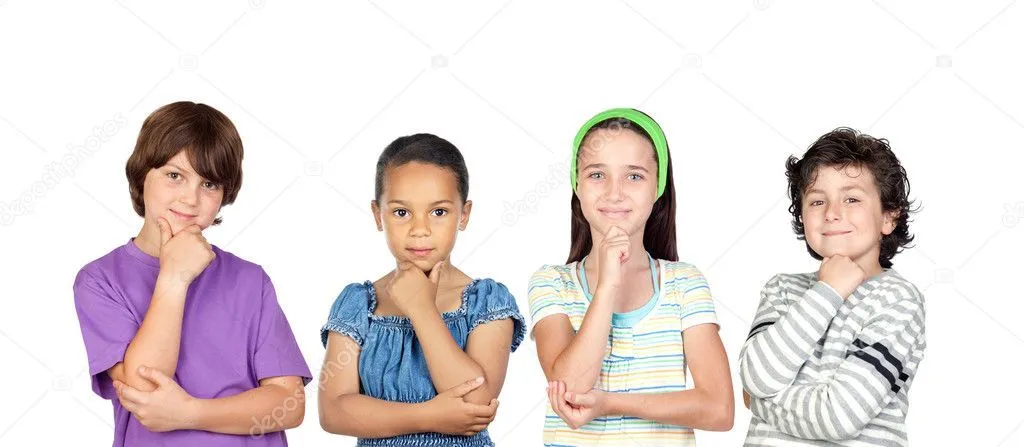 cuatro niños pensativos — Foto stock © Gelpi #9628493