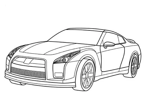 Nissan GT-R dibujo para colorear | SuperColoring.com