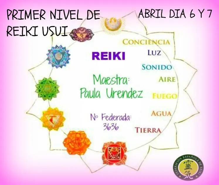 PRIMER NIVEL DE REIKI USUI DIA 6 Y 7 DE ABRIL | Centro de estética y  terapias Paula