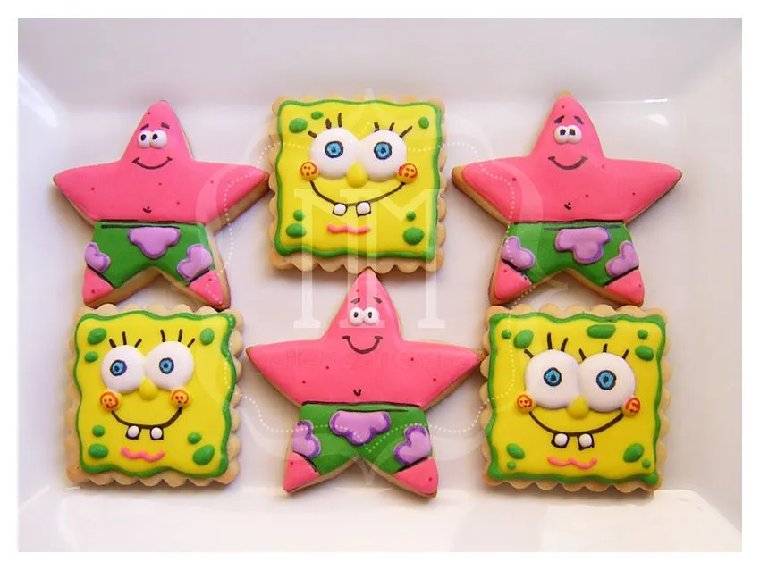 N.M. Galletas Artesanas: Bob Esponja y Patricio, decoración paso a ...