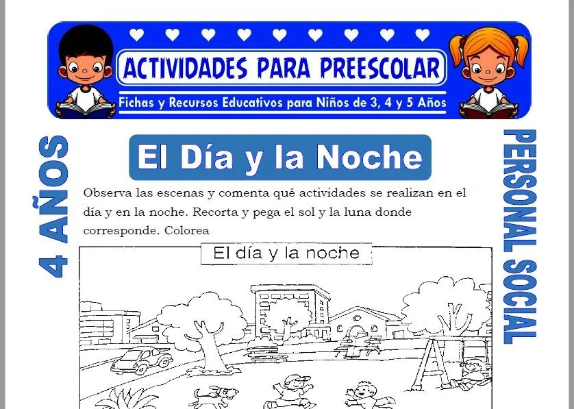 El Día y la Noche para Niños de 4 Años | Actividad Preescolar – 2023