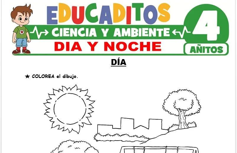 Día y Noche para Niños de 4 Años » Educaditos.com