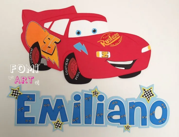 Nombre con aplique Rayo Mcqueen en fomi | FomiArt! | Pinterest