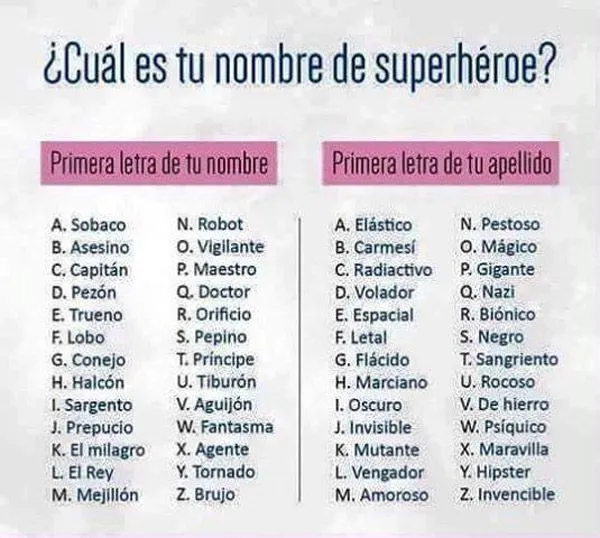 Cuál es tu nombre de superhéroe?