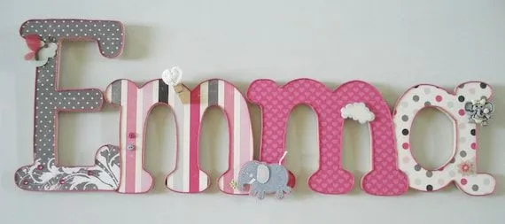 Lindos y Unicos nombres en madera decorados para niños por anaria83