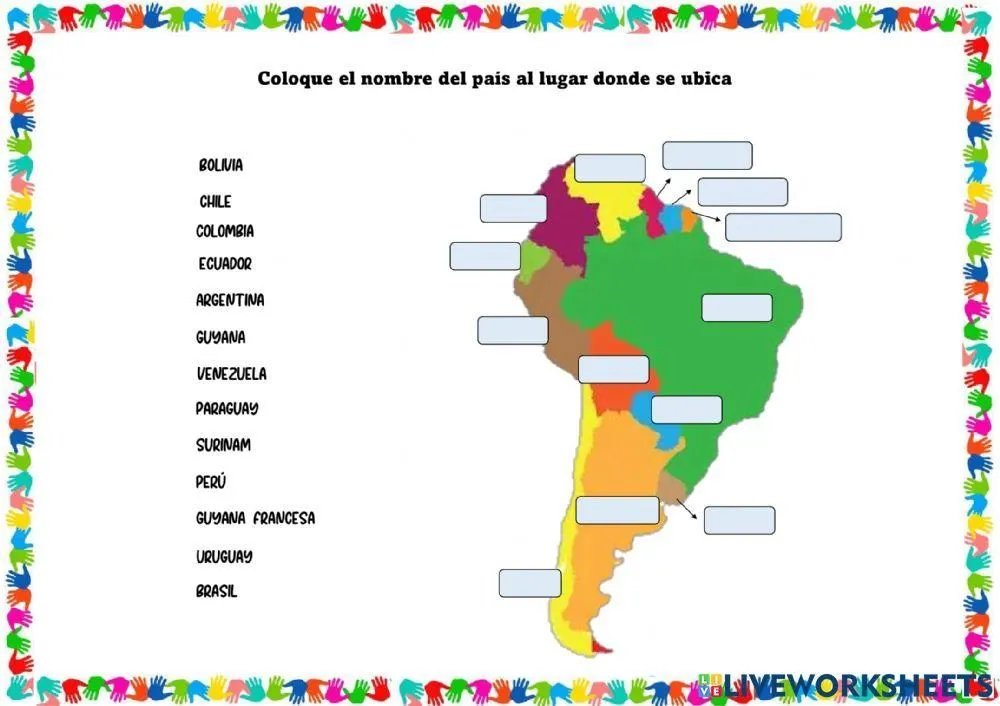 Nombres de países de América Latina worksheet | Live Worksheets