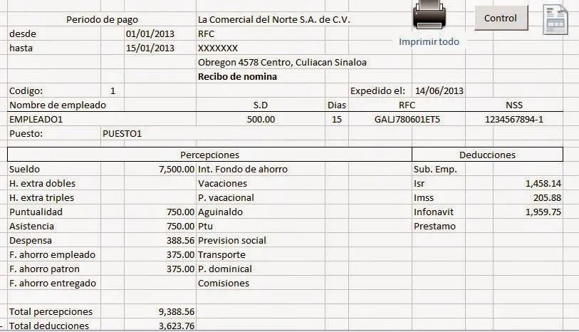 Nomina en excel – Formulas Excel