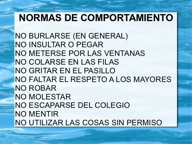 Normas de comportamiento III