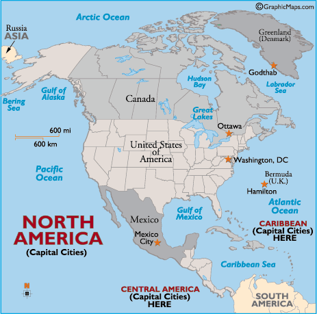 North America Countries and Capitals - Capitals of North America ...