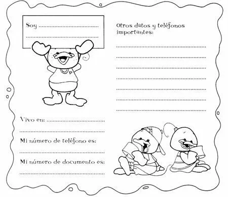 notas para cuadernos -datos de los nenes, planillas de telefonos ...