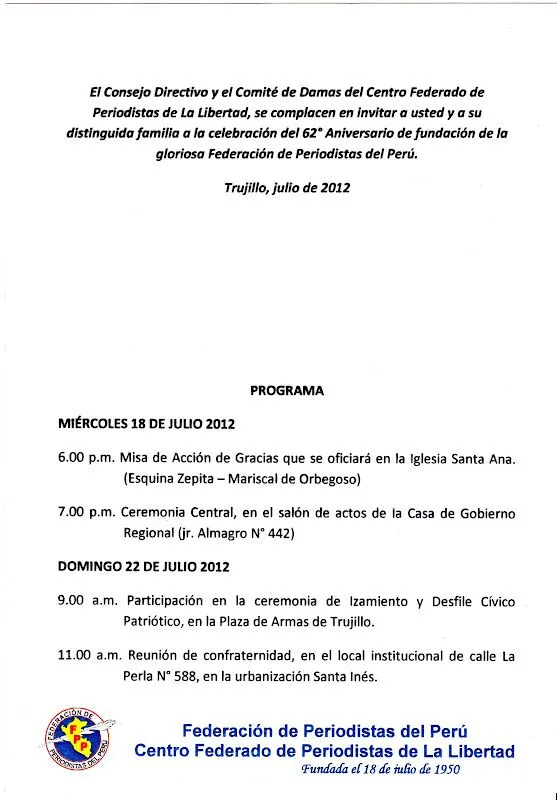 Notas de Prensa: Invitación Aniversario de la FPP y Declaración