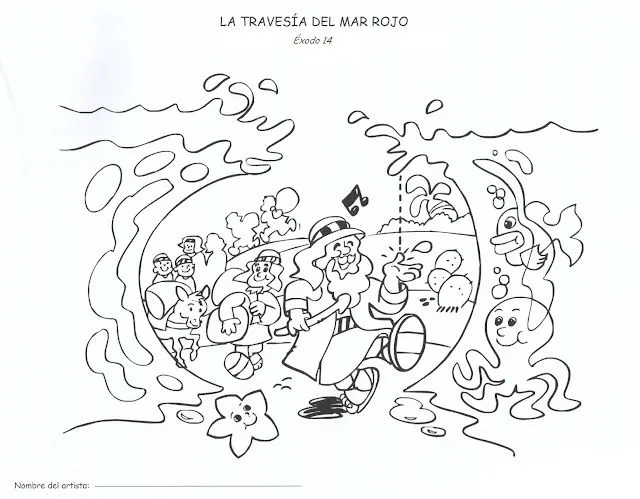 BUENAS NOTICIAS PARA LOS NIÑOS: COLOREAR. MOISÉS CRUZA EL MAR ROJO