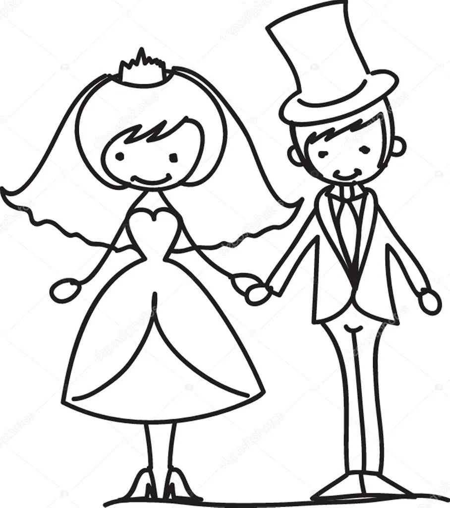 novio y la novia de boda de dibujos animados — Vector stock ...