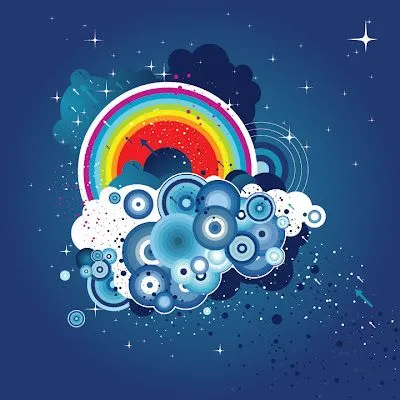 Nubes y arco iris en vector (Cloud Rainbow Vector) | Recursos 2D.com