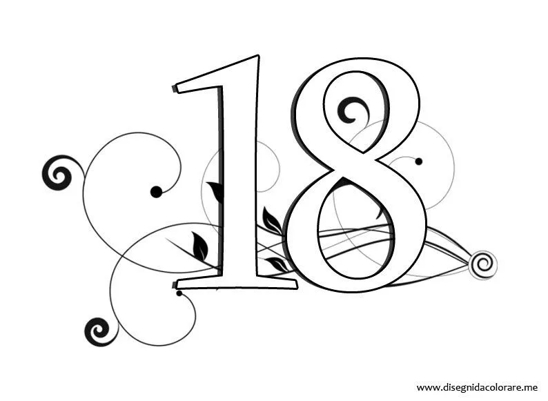 Número 18 Colouring Pages