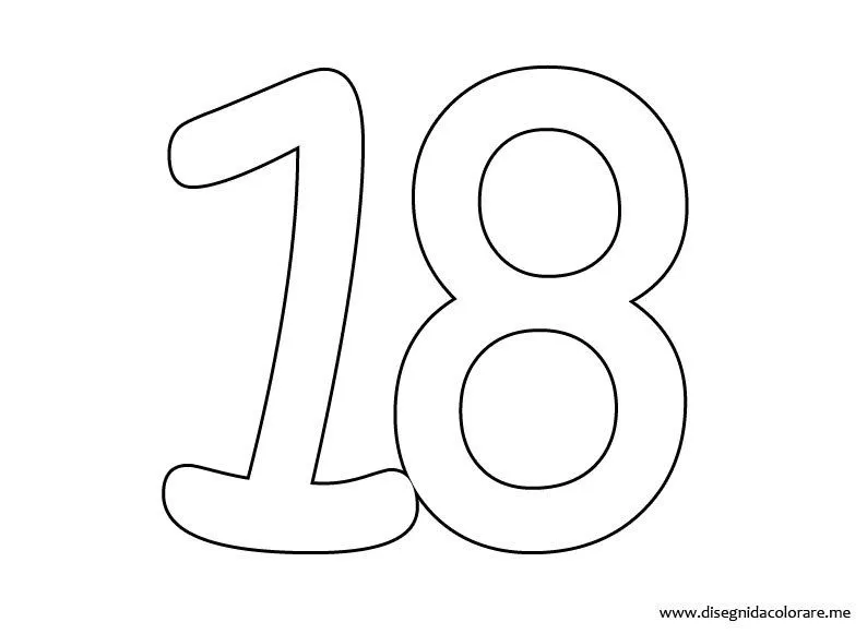 Número 18 Colouring Pages