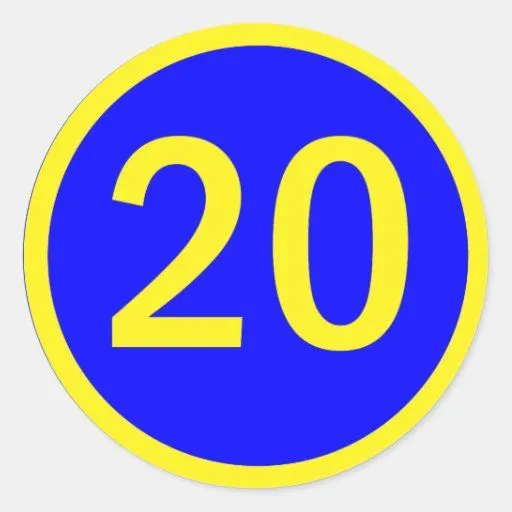 número 20 en un círculo pegatina redonda | Zazzle