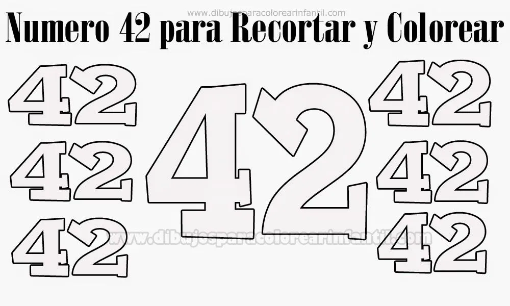 Numero 42 para imprimir y colorear - Numeros para pintar ~ Dibujos ...