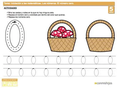 Número 0. Ejercicios de los números para niños