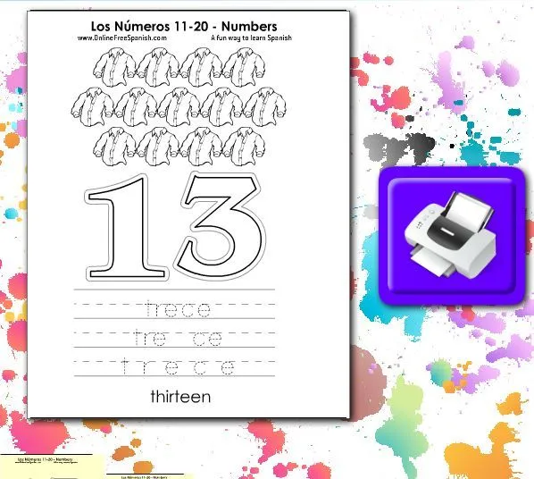 Los Números - Numbers 11-20 Páginas para Colorear - Coloring Pages ...