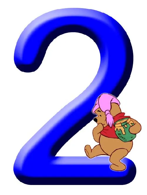 NUMEROS DE WINNIE THE POOH PARA NIÑOS:NUMERO DOS : COSAS PARA NIÑOS