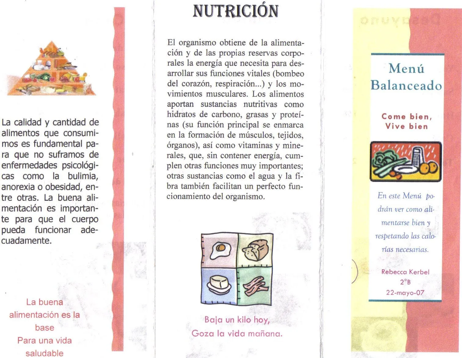 LA NUTRICIÓN: EVALUACIÓN: MENÚ BALANCEADO