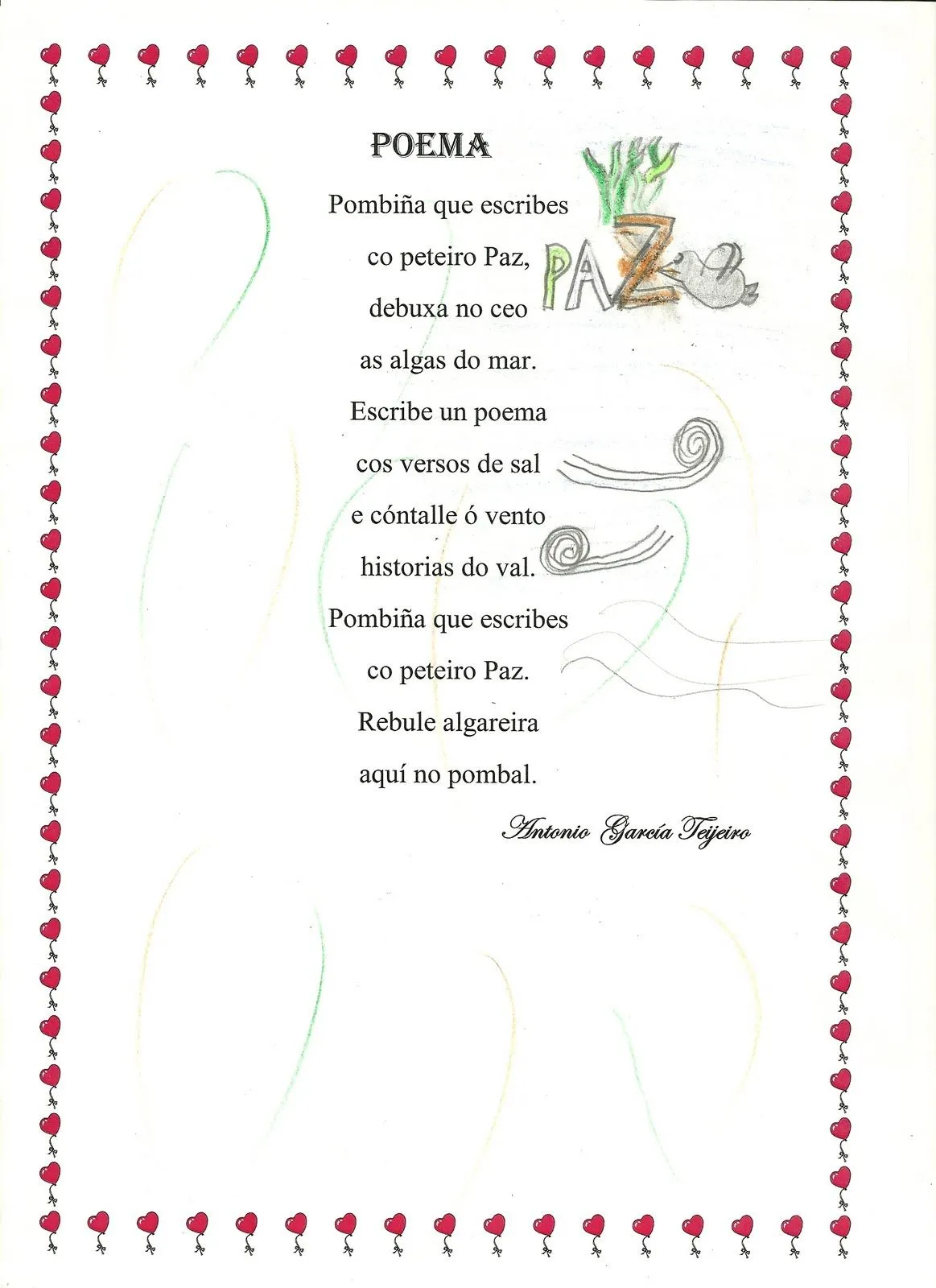 Obradoiro de escritura creativa: Poemas de Paz