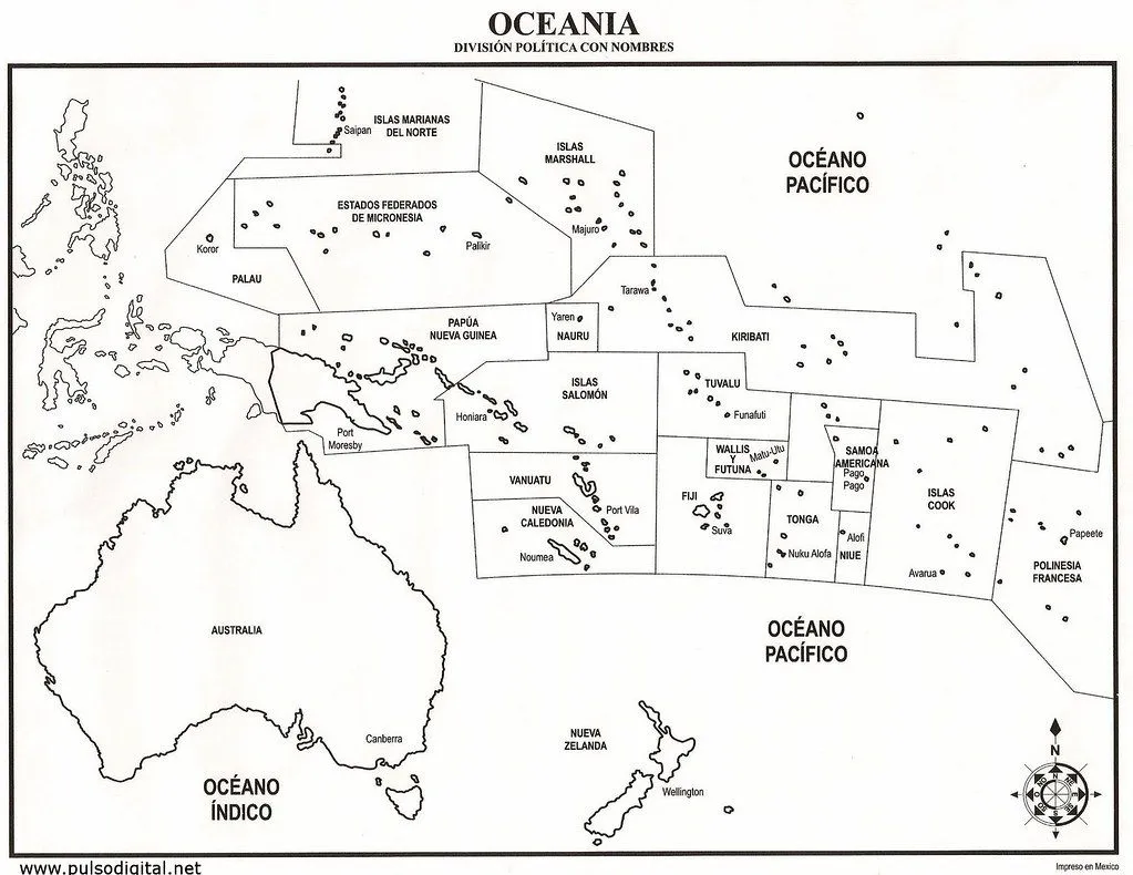 Oceanía - División política con nombres | pulsodigital04 | Flickr