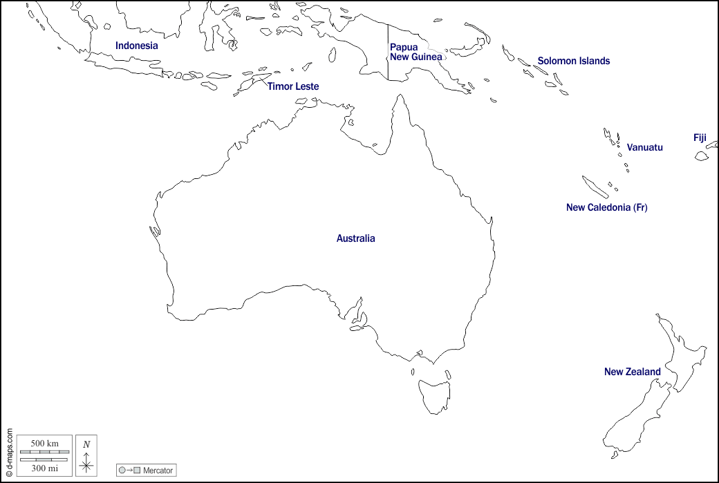 Oceania del Sur Mapa gratuito, mapa mudo gratuito, mapa en blanco gratuito,  plantilla de mapa estados, nombres, blanco