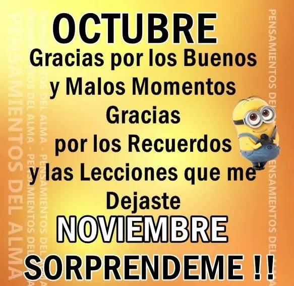 Octubre, gracias por los buenos y malos momentos. Noviembre ...