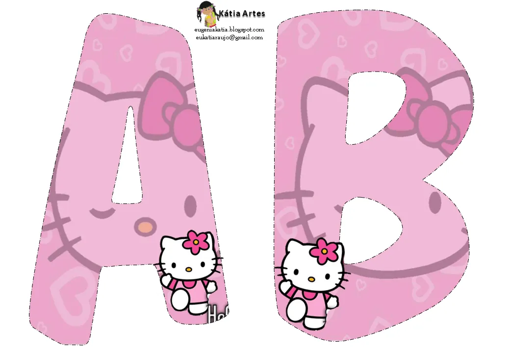 Oh my Alfabetos!: Alfabeto de Hello Kitty en fondo rosa.