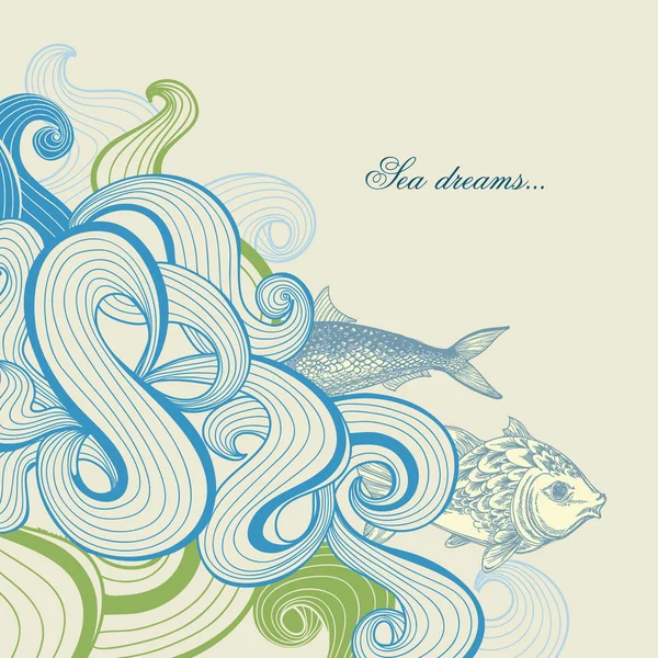 las olas del mar vector fondo — Vector stock © Danussa #10386839