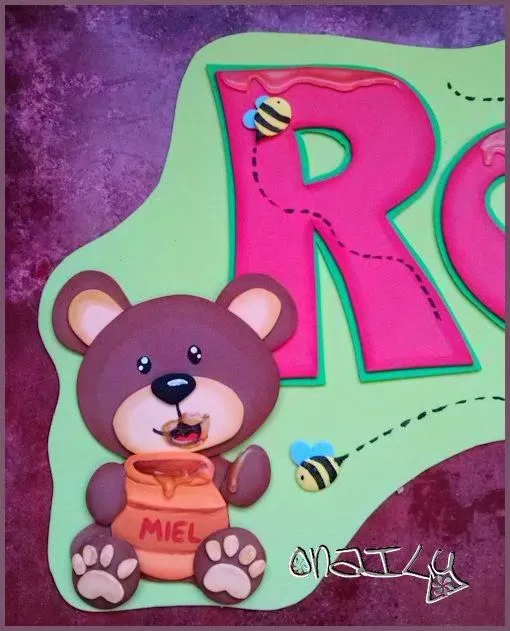 Onaily: NOMBRE DECORADO DE OSITOS EN GOMA EVA