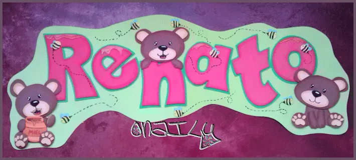 Onaily: NOMBRE DECORADO DE OSITOS EN GOMA EVA