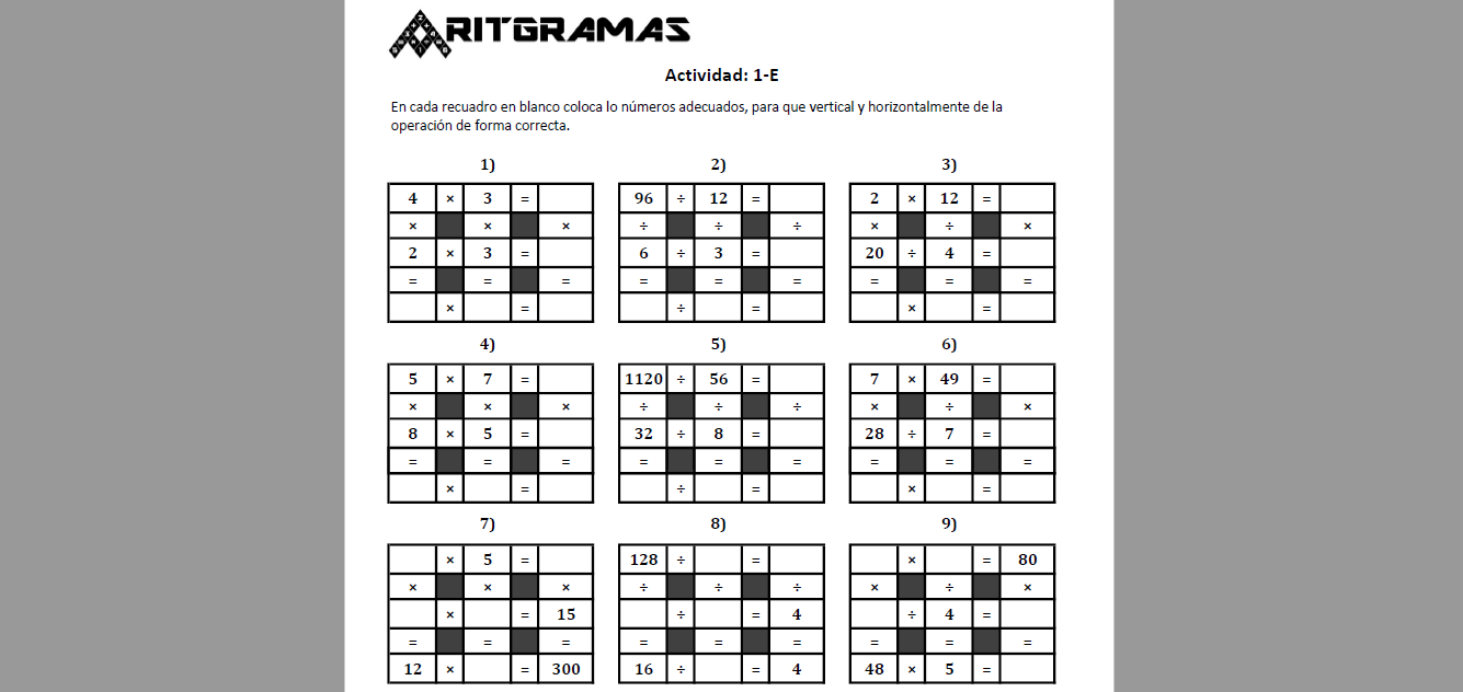 Operaciones Básicas en PDF | Diversidad de Puzzles Matemáticos.