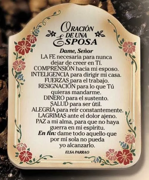 Oracion De Una Esposa Wall Plaque from Catholic Faith Store (7" x ...